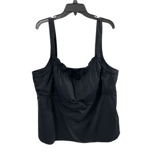 Fashion Bug Tankini Top Womens Plus Size 28 Black Bathing Suit Top Swimwear